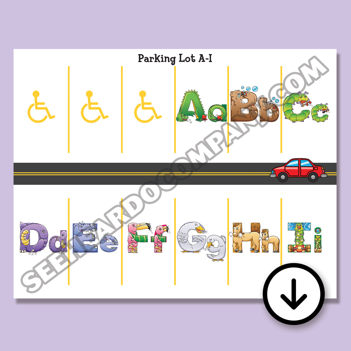 Alphabet Parking Lot Game (Digital Download)