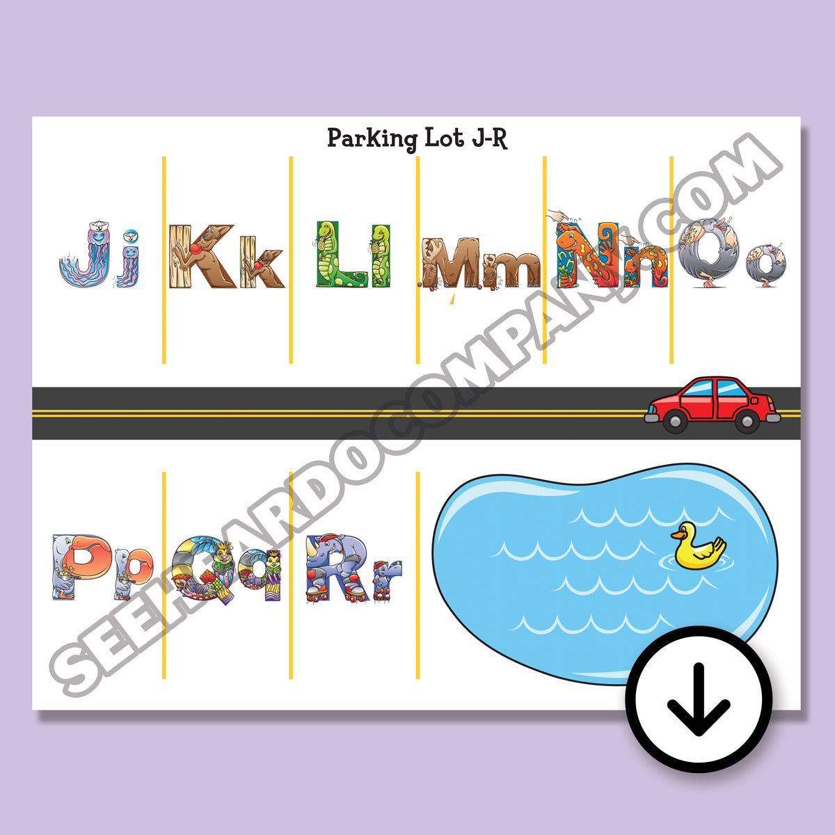 Alphabet Parking Lot Game (Digital Download)