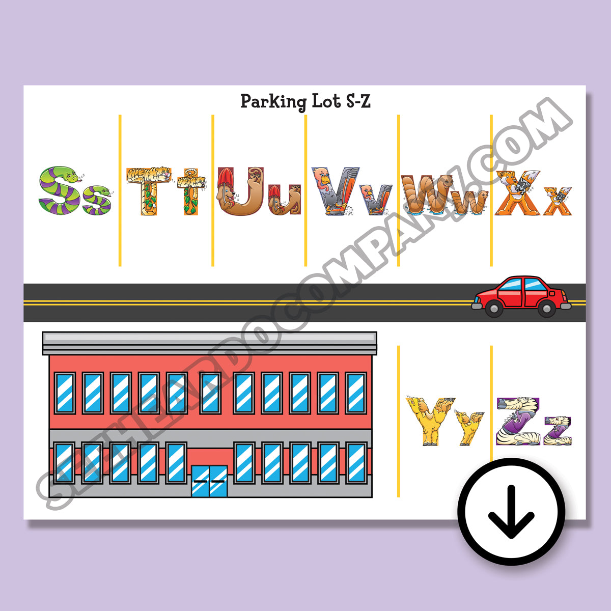 Alphabet Parking Lot Game (Digital Download)